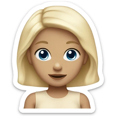 little baby girl with blue eyes blonde in beige bodysuit  sticker