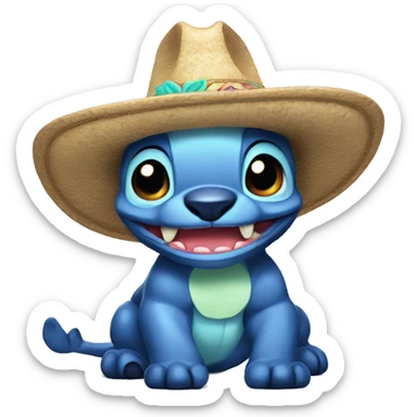 Stitch con sombrero sticker