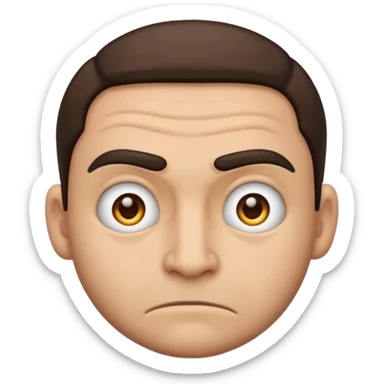 criminal emoji with a scar on the cheek, furrowed eyebrows, classic emoji style sticker