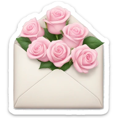 White envelope with light pink roses sticker