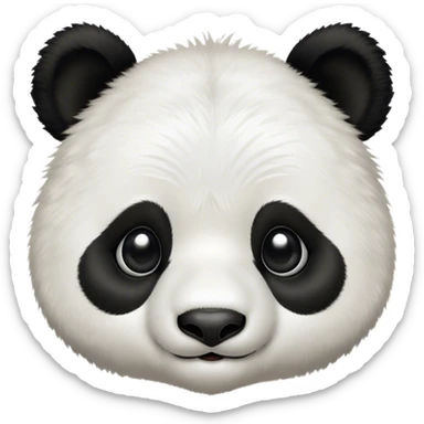 Cinematic Cute Panda Portrait Emoji, Head tilted playfully and inquisitively, featuring a fluffy, contrasting Fur of black and white with a charming expression and round, sparkling eyes filled with curiosity, Simplified yet irresistibly adorable features, highly detailed, glowing with a warm, friendly glow, high shine, affectionate and playful, stylized with a touch of bamboo whimsy, bright and endearing, soft glowing outline, capturing the essence of a mischievous yet loving panda, so playful it feels like it could roll out of the screen and into your arms! sticker