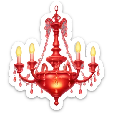 glowing red chandelier with a bottle of perfume on top sticker