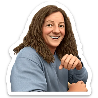 smiling boy with long hair sticker