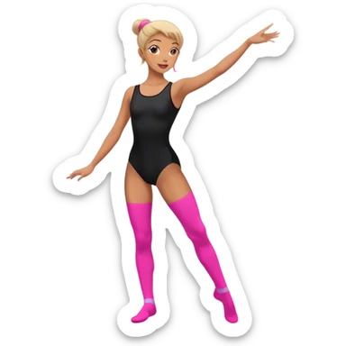 sport dancer in black leotards and pink socks who talk sticker