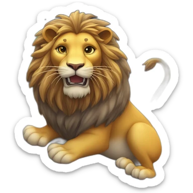 Lion sur la terre  la terre sur un serpent sur un chat sur une marmotte sur une souris sur la lune sur l'océan sur le soleil sur un dophin sur une loutre sticker