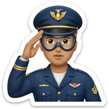 Soldier saluting with helmet + navy mask sticker