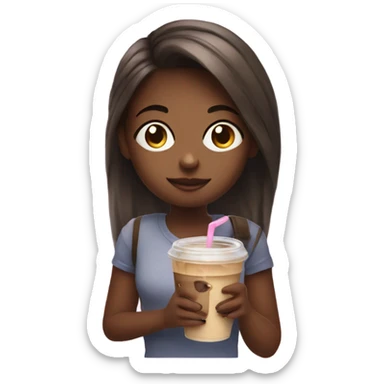 Cute Girl with iced coffee and cellphone  sticker