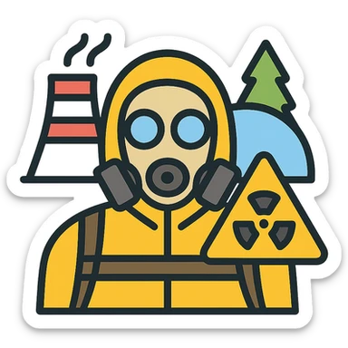 Stalker in a gas mask, Chernobyl zone sticker