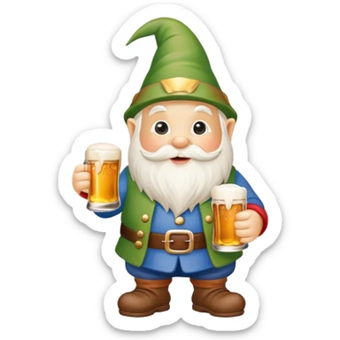 Garden gnome holding a beer sticker