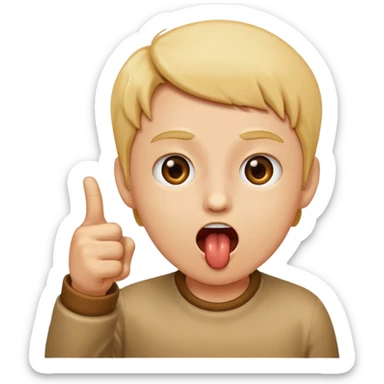 Pointing at mouth with mouth open to indicate hungry sticker