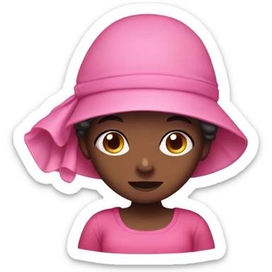 darkskin girl hiding phone while wearing pink bonnet sticker