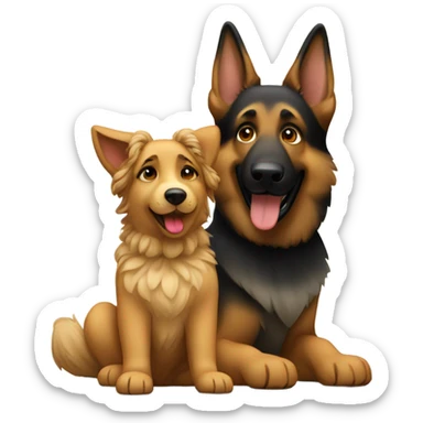 a german shepard with a curly girl sticker