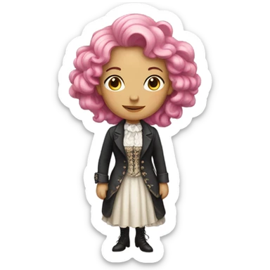 a white woman in Victorian  pink hair, full body  sticker