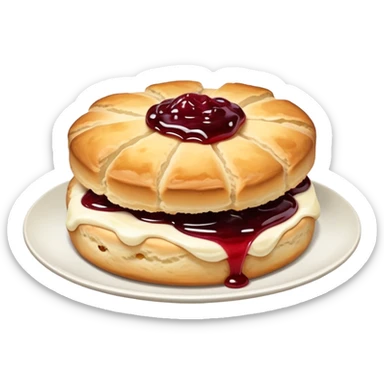 a scone with jam and cream sticker