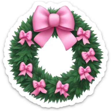 wreath with pink bows christmas mood sticker