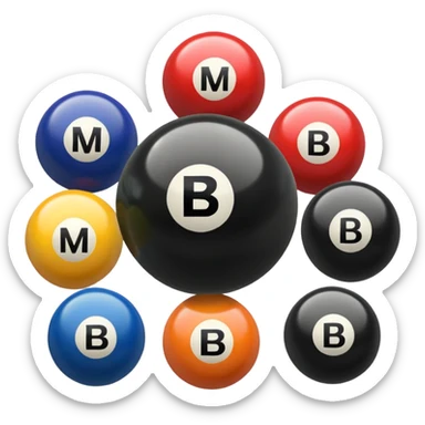 Black pull Ball with MB written on it. Nothing else no holes. sticker