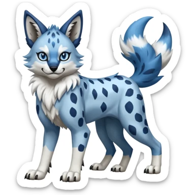 Blue serval-Lycanroc-wolf-fusion-hybrid, full body sticker