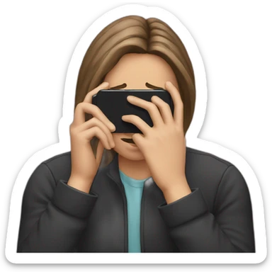 exasperated person holding a phone in front of their face sticker