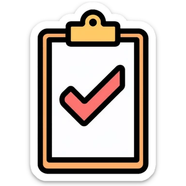 clipboard with checkmark, job finished, completed task sticker