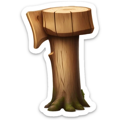 Realistic wood stump with axe sticking out of it sticker