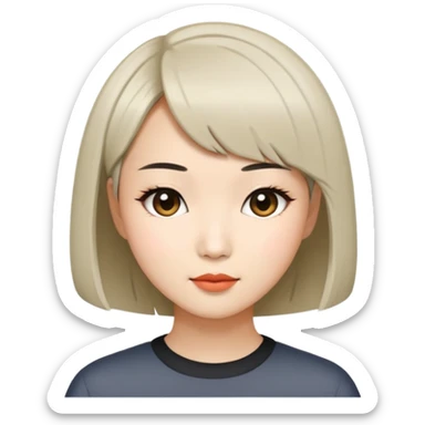 Asian woman model with stylish short bob haircut sticker