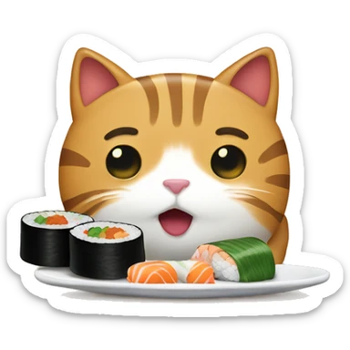 Cat eating sushi  sticker