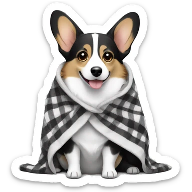 Black-white corgi cardigan in a blanket sticker