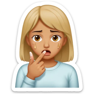 girl sticking out her middle finger and vomiting at the same time, making a face of disgust sticker