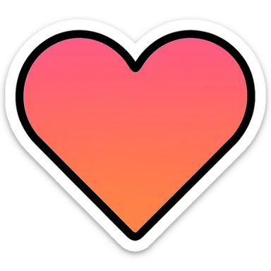 modern icon style gradient heart icon, clean lines, gradient with outline glow, no text sticker