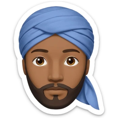 Black male, goatee beard, wearing a cloth-wrapped turban-style head covering sticker