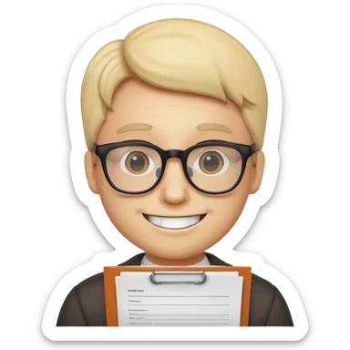 Smiley with glasses and paperwork sticker