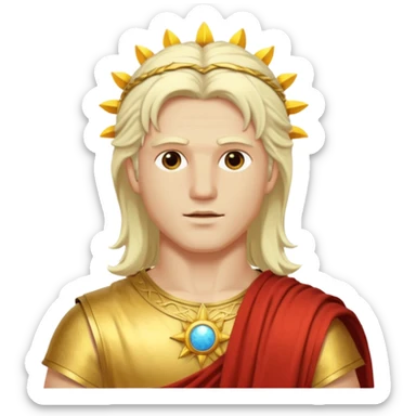 Apollo, Sun God from Rome Mythology with long platinum blonde hair, pale yellow outfit sticker