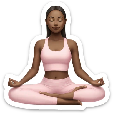 eyes closed girl in lotus pose wearing a pastel pink yoga set  sticker