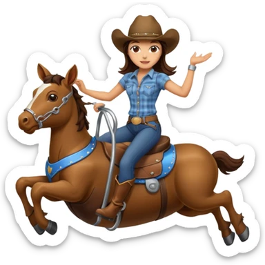 brunette girl riding mechanical bull sticker