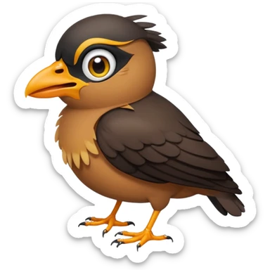 A crying common myna bird cute emoji sticker