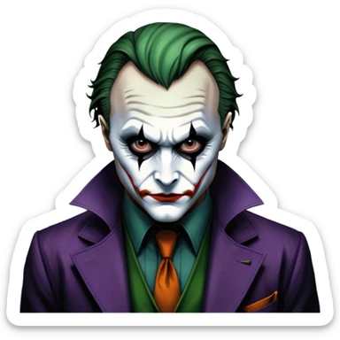 Thriller movie icon: A close-up collage with eerie, dramatic elements. Include the Joker, Hannibal Lecter, and a dark, moody Gotham City skyline in the background. The characters should look intense and shadowed, creating a tense atmosphere. Transparent background. sticker