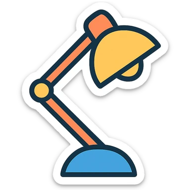 classic desk lamp color outline icon style sticker