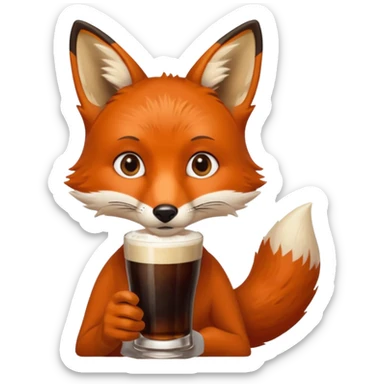 A fox drinking a Guinness  sticker