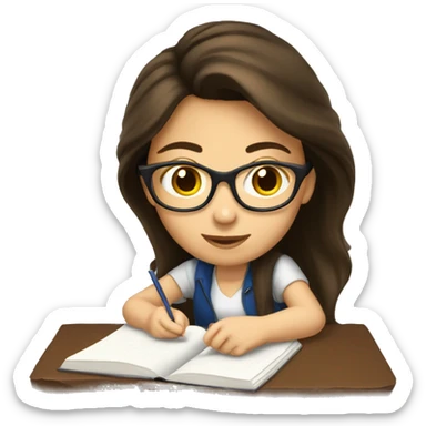 Pretty brunette girl studying sticker
