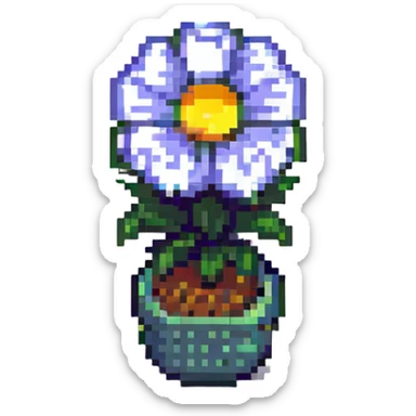 micro pixel art flower, as few pixels as possible, super minimal sticker