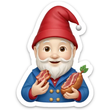 Garden gnome holding bacon sticker