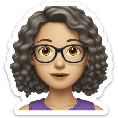 white girl with glasses and dark wavy hair sticker