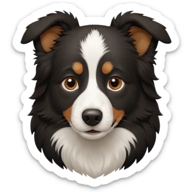 border collie predominantly black fur with brown on the eyebrows and neck sticker