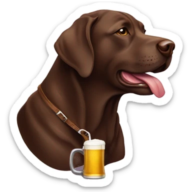 Chocolate lab drinking a beer sticker