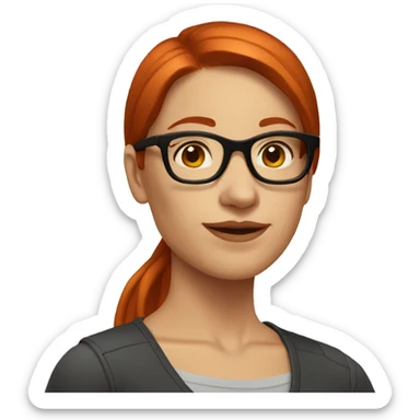 shortstraight red hair, glasses slim mid thirties woman sticker