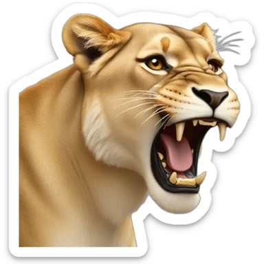 Lioness roaring sticker