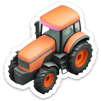 White, pink, orange farm tractor  sticker