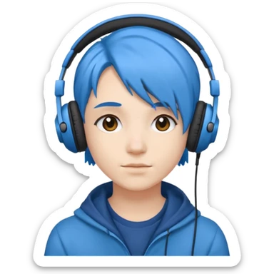 blue haired headphone wearing sticker
