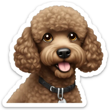 3 legs One Small unshavedBlack Poodle with brown harness sticker