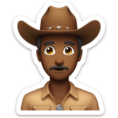 kissy face with nervous eyes and blushing cheeks wearing cowboy hat sticker